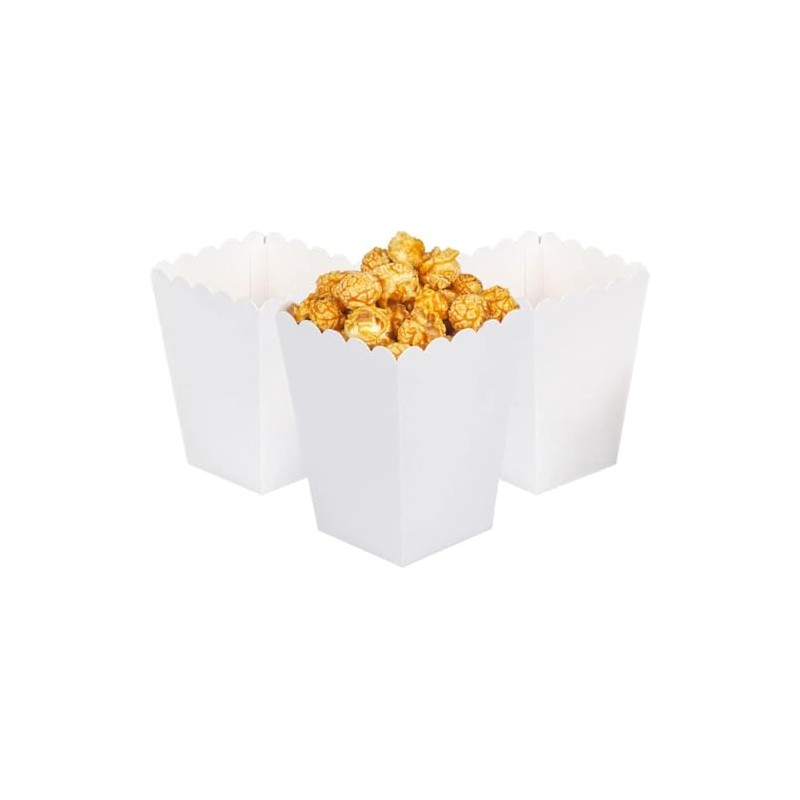 We Moment Zone 24pcs White Popcorn Boxes Mini Paper Popcorn