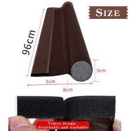 Cotensta 96 cm Brown Draught Excluder for Doors, Draught Excluder Can Be Cut to Size, Wind Stopper Door Seal in Leather Look, Wind Protection Energy Saving (Brown)