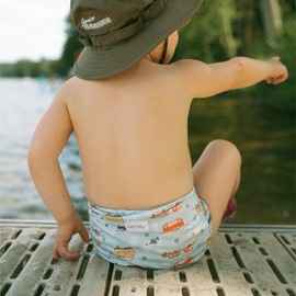 Esembly Cloth Diaper Outer, Waterproof Cloth Diaper Cover, Swim Diaper, Leak-Proof and Breathable Layer Over Prefolds, Flats or Fitteds, Reusable with Snap Closure, Size 2, Vintage Campers