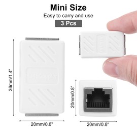 sourcing map 3 Pack RJ45 Ethernet Coupler, Female to Female Cat6 Coupler Ethernet Extension Adapter Network Connector for Cat8/Cat7/Cat6/Cat5e/Cat5,White