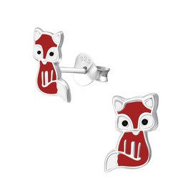 Bungsa Fox Children's Stud Earrings .925 Sterling Silver (Earrings Real Jewellery Studs Earrings Boys Girls), Silver, No Gemstone