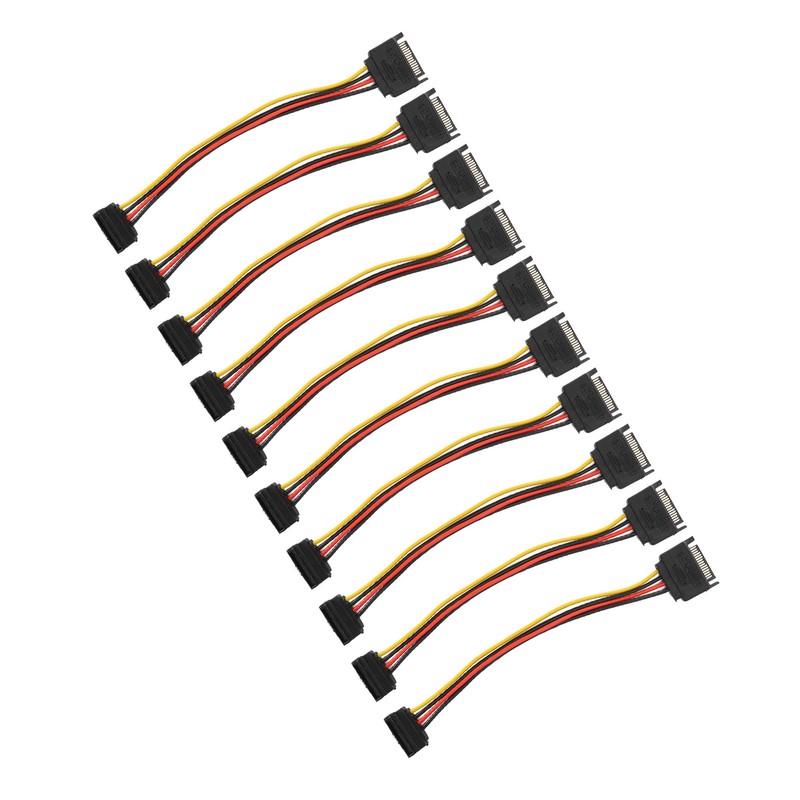 10 Pack SATA Cables 15 Pin 90 Degree Male to