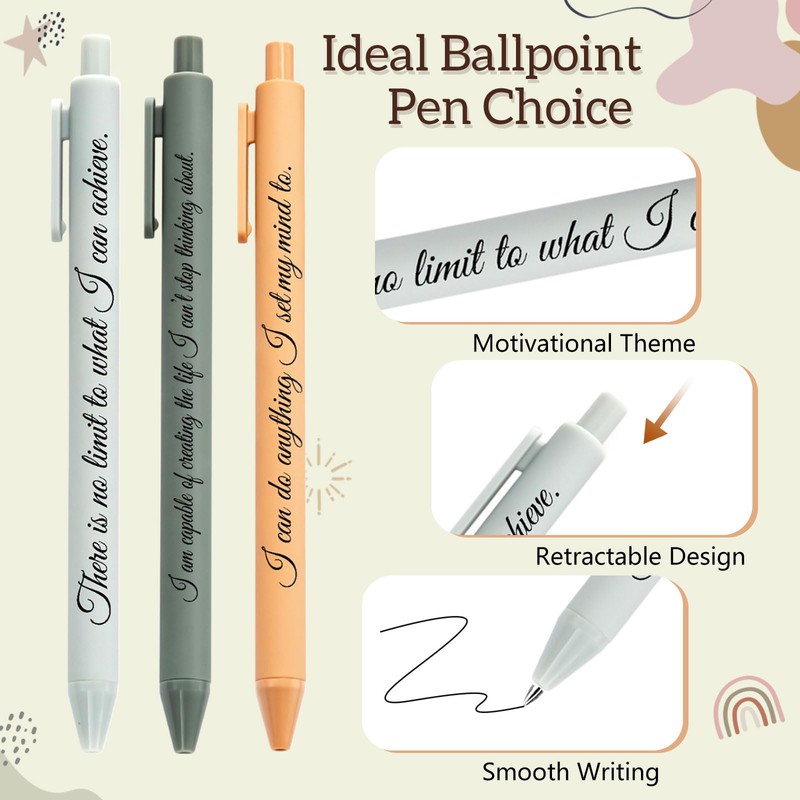 Funrous 48 Pcs Positive Affirmation Pens Bulk Retractable Motivational Ballpoint