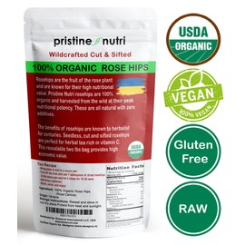 2 lb (32 oz) 100% USDA Organic Rose Hips Dried Bulk, Rosehips Cut & Sifted Shells, 95% Seedless, European All Natural, Makes 140 Cups of Vitamin C Rich Tea (packaging may vary)