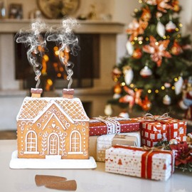 Gingerbread House Incense Burner, Home Chimneys Decoration,Christmas Cabin Incense Burner, Log Cabin Snowy Winter Incense Cone Burner, Christmas Holiday Decorations