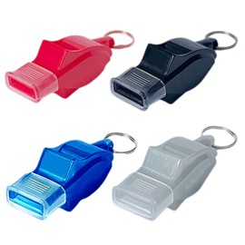 FACETHALO Whistle, Disaster Prevention, Dolphin Shaped Whistle, Set of 4 Colors, 130 dB Strong Sound, Food Grade ABS Material, Hanging String Included, For Sports, Outdoor Activities, Safety