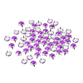 sourcing map 100 Pieces Rhinestone Rivet Refills 6mm Iridescent 4 Claw Nail Head Rivets Embellishments Decorative Rivets for DIY Leather Craft Clothes Bag Belt (Purple)