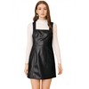 GOOHO Women's Faux Leather Square-Neck Mini Pinafore Overall Dress (US,