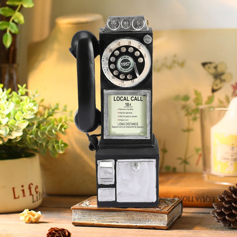Retro European Style Telephone Model Decor Home Resin Craft Window