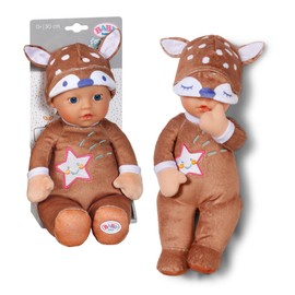 BABY born for Babies Sleepy Deer, Soft 30 cm Fabric Doll with Hat in Deer Design with Integrated Rattle for Newborns, 836552 Zapf Creation, Brown or Grey