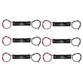 WAYLLSHINE 6PCS 1 x 1.5V AAA Battery Spring Clip Black Plastic 1 x 1.5V AAA Battery Case Holder Box Black Red Wire Leads
