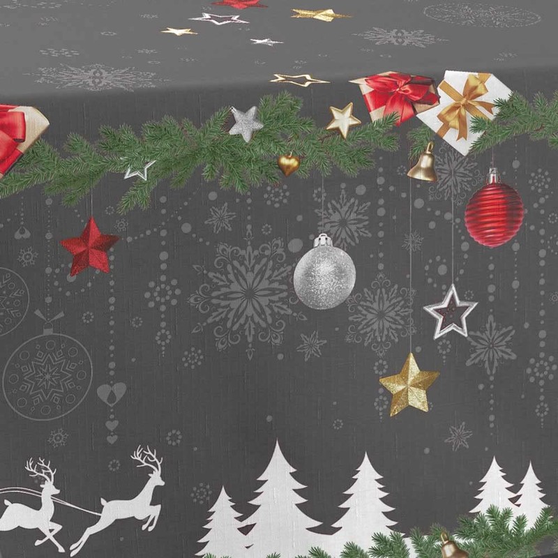 Tischdecke Fleckabweisende Weihnachten Grau - Rechteckig 150 x 240 cm