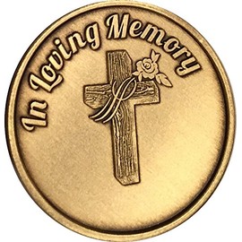 in Loving Memory Cross Rose Medallion Memorial Bereavement Token Those We Love