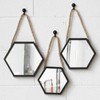 Set of 3 Small Hexagonal Metal Black Wall Mirrors Hanging
