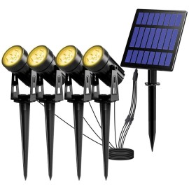 T-SUN Solar Spotlights with Warm White LED Lights for Outdoor Landscape Decoration