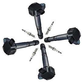 Yoshi Motors Pack of 4 Ignition Coil With Spark Plug Replacement For Acura Honda 2013-2020 2013 2014 2015 2016 2017 2018 2019 2020 ILX TLX Accord CR-V 2.4 2.4L L4 UF712