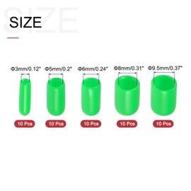 uxcell 50pcs Round Rubber End Caps 1/8" 3/16" 1/4" 5/16" 3/8" Green Vinyl Cover Screw Thread Protectors Assortment Kit(3mm 5mm 6mm 8mm 9.5mm)