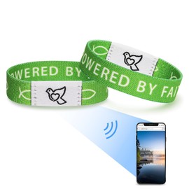 Bible Verse Bracelets, Kaluofan Daily Bible Verse Bracelet, Bible Verse Bracelets Scan for Women Men Teens, Elastic Inspirational Christian Bracelet The Power of Faith(Green)