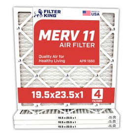 Filter King 19.5x23.5x1 Air Filter | 4-PACK | MERV 11 HVAC Pleated A/C Furnace Filters | MADE IN USA | Actual Size: 19.5 x 23.5 x .75"