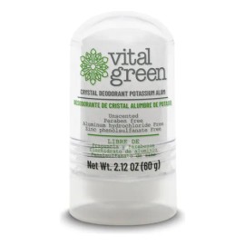 Vital Green - Desodorante Natural De Piedra Cristal De Alumbre De Potasio, Sin Parabenos Y Sin Alcohol. Elimina El Olor Y No Mancha, Presentación 60g (1 Pieza)