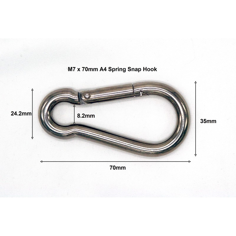 FixitFlo Snap Hook Carabiner A4 Stainless Steel Marine Grade M7