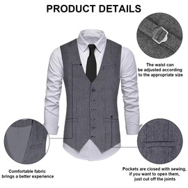 VillbeCoser 1920s Mens Costume, Roaring 20s Costumes Accessories Set Vest Foldable Crutches Fedora Hat Vintage Pocket Watch Bow Tie and Tie Gangster Costume 20s Party Outfits(LightGrey-M)