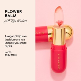 Winky Lux Flower Balm, pH Lip Balm, Color Changing Lipstick and Tinted Lip Balm Stain, Vegan & Cruelty Free, Hydrate & Plump, Sheer Pink Lipstick, Pink Flower