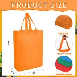 Jexine 80 Pieces Reusable Grocery Bags Bulk Non Woven Tote Bags Multicolor Gift Shopping Bags with Handles Foldable Fabric Goodie Bags for Birthday Party Shopping Treat Favor,12.6 x 15 Inch