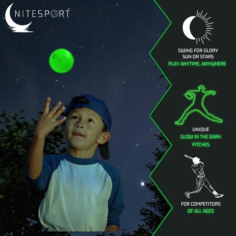 NiteSport Glow in The Dark Plastic Baseball Set 6 Pack