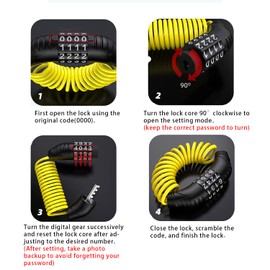 Windance 2pcs Motorcycle Helmet Lock Cable, Anti-Theft Retractable Luggage Lock with 4 Digit Password Combination Security Lock (Yellow 2PCS)