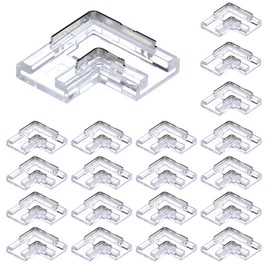 BENLUN COB LED Connector 2 Pin 10mm Kit, 20pcs Solderless Corner Connectors, 10pcs 15cm Long 20AWG Extension Wires for Single Color COB SMD LED Strip Connection