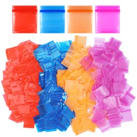 HJZHII 400Pcs Mini Plastic Baggies, 1.2x1'' Colored Resealable Storage Bags
