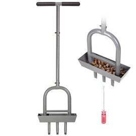 Walensee Lawn Aerator Coring Tool with Soil Core Storage Tray, 38.2" Manual Yard Plug Aerator with 3 Tines, Grass Aeration Gardening Tool with Cleaning Tool for Lawn Care and Compacted Soil