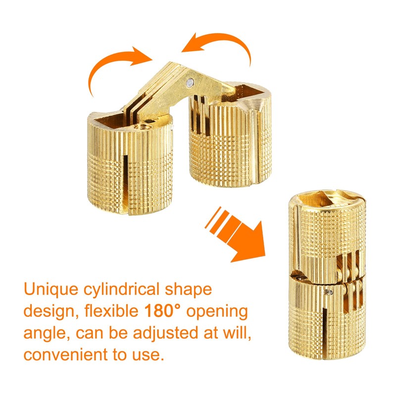 sourcing map 4Pcs 18mm Brass Barrel Hinges Hidden Invisible Concealed