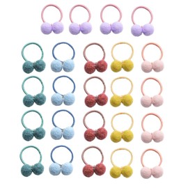 PACKOVE 24Pcs Pompom Hair Ropes Elastic Hair Bands for Hair Accessories for Daily Wear Parties and Special Occasions Grip for All Hair Types
