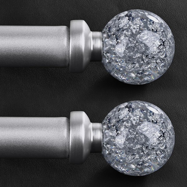 2 Pack Silver Curtain Rods for Windows 48 to 84