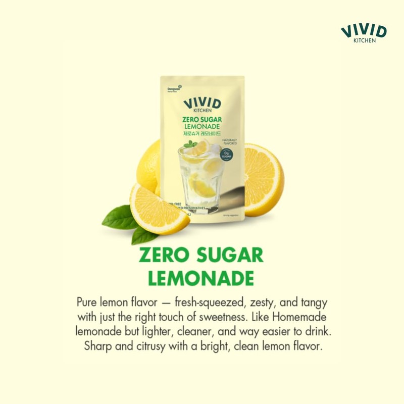 VIVID KITCHEN Lemonade Pouch Drinks – Zero Sugar, Zero Calories