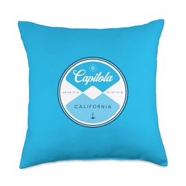 Capitola California CA Retro Trendy Throwback Capitola California CA Circle Graphic Throw Pillow, 18x18, Multicolor