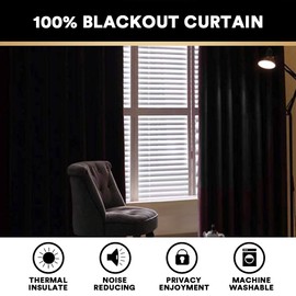 PrinceDeco Primitive Textured Linen 100% Blackout Curtains for Bedroom/Living Room Energy Saving Window Treatment Curtain Drapes, Burlap Fabric with White Thermal Insulated Liner (52 x 96 Inch, Navy)