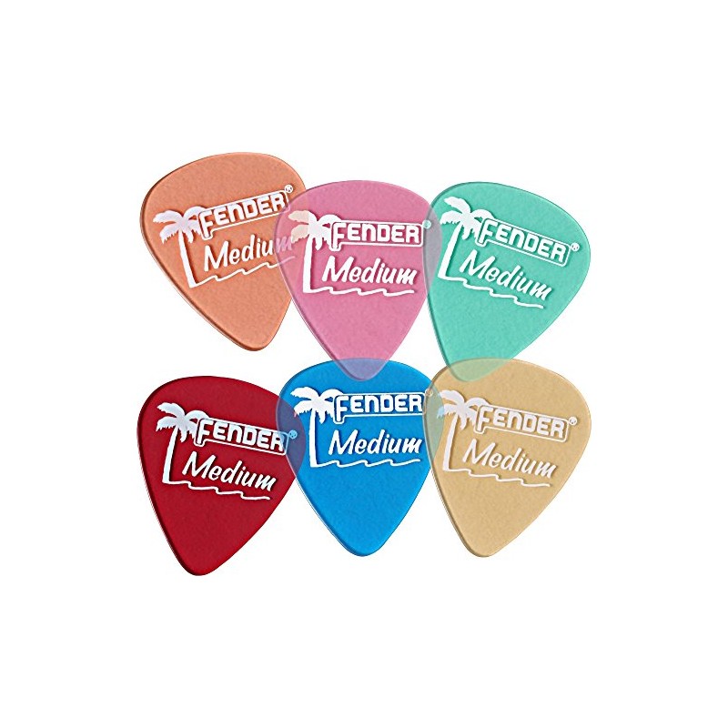 Fender 351 California Clears Guitar Picks, 12 Pack, Burgandy Mist,