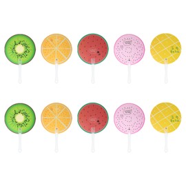 Honbay 10PCS Plastic Round Handheld Fans Cute Fruit Pattern Pocket Fans Chinese Style Fans for Summer Decorations Dancing Performance Prop Wall Ornaments (5 Style)