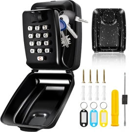 Laihur Key Safe Wall Mounted Police Approved Outdoor, Key Lock Box for 12 Digit with Code, Combination Keysafe Waterproof Sparekeys Lockbox for Home Garage Warehouse Office & School (Black)-11