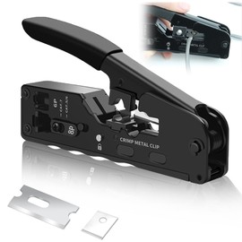 RJ45 Crimping Tool RJ45 Network Connector RJ45 Crimping Tool Passage for CAT5, CAT5E, CAT6, CAT6A, CAT7, CAT7A Plug Make Telephone Lines, Unshielded and Shielded Network Cables (1)