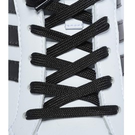 Curtual Wide Flat Athletic Shoelaces with Wide Shoelaces Flat Shoe Laces [2 Pairs] [6 Color][8 Size] for Sneakers and Shoes (72" inches (183 cm), Black)