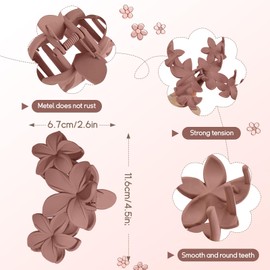 Flower Hair Claw Clips, Non-Slip Matte Hawaiian Flower Claw Clips 11 cm Hair Jaw Clip Clamp Strong Hold Headdresses Hair Styling Accessories for Women and Girls Long Thick Thin Curly Wavy Hair 4Pcs