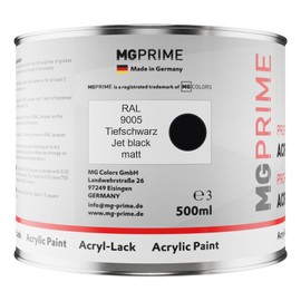 RAL 9005 Jet black/Tiefschwarz Acrylic paint matt 0.75 litre / 750 ml can incl. hardener