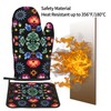Oven Mitts and Pot Holder Set with Flower Pattern for
