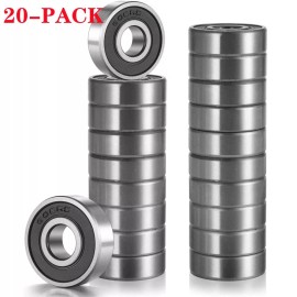 Unbranded 608-2RS Ball Bearing 8x22x7 Two Rubber Sealed Chrome Skateboard 608RS (20pcs)