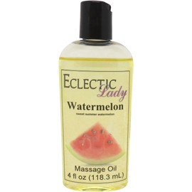 Watermelon Massage Oil, 4 oz, With Sweet Almond Oil and Jojoba Oil, Preservative Free, Perfect for Aromatherapy and Relaxation