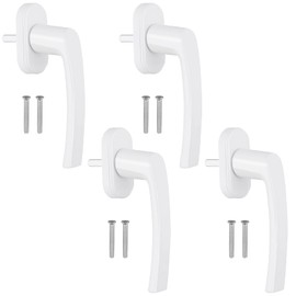AUTOUTLET Aluminium Window Handle, White, Pack of 4, Window Lock Balcony Door Handle without Lock Cylinder, in Pin Length 35 mm, Door Handles for Windows, Patio Doors and Balcony Doors